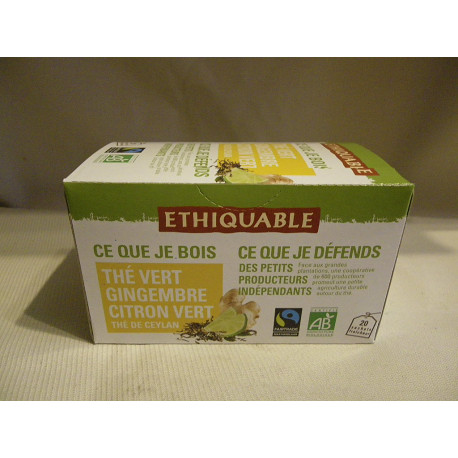 Thé Ethiquable Vert Gingembre CitronVert